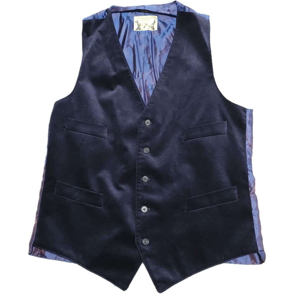 Peter Christian Hand Woven Luxury Velvet Aistcoat Waistcoat Vest Mens 42 Long